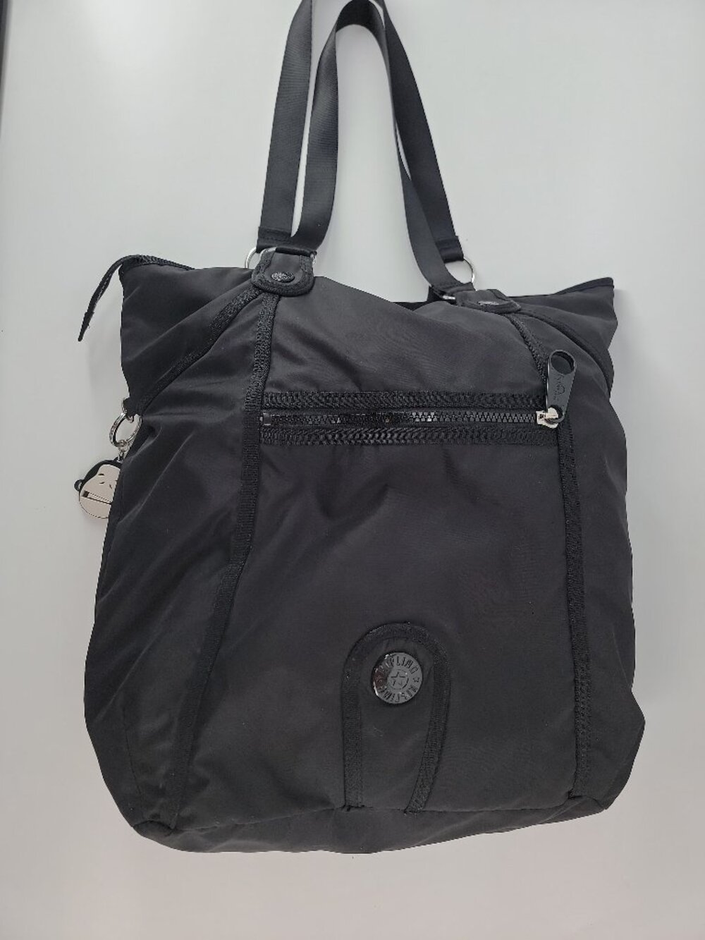 Kipling G.Rilla Girlz Black Nylon Tote Shoulder Bag Monkey Charm